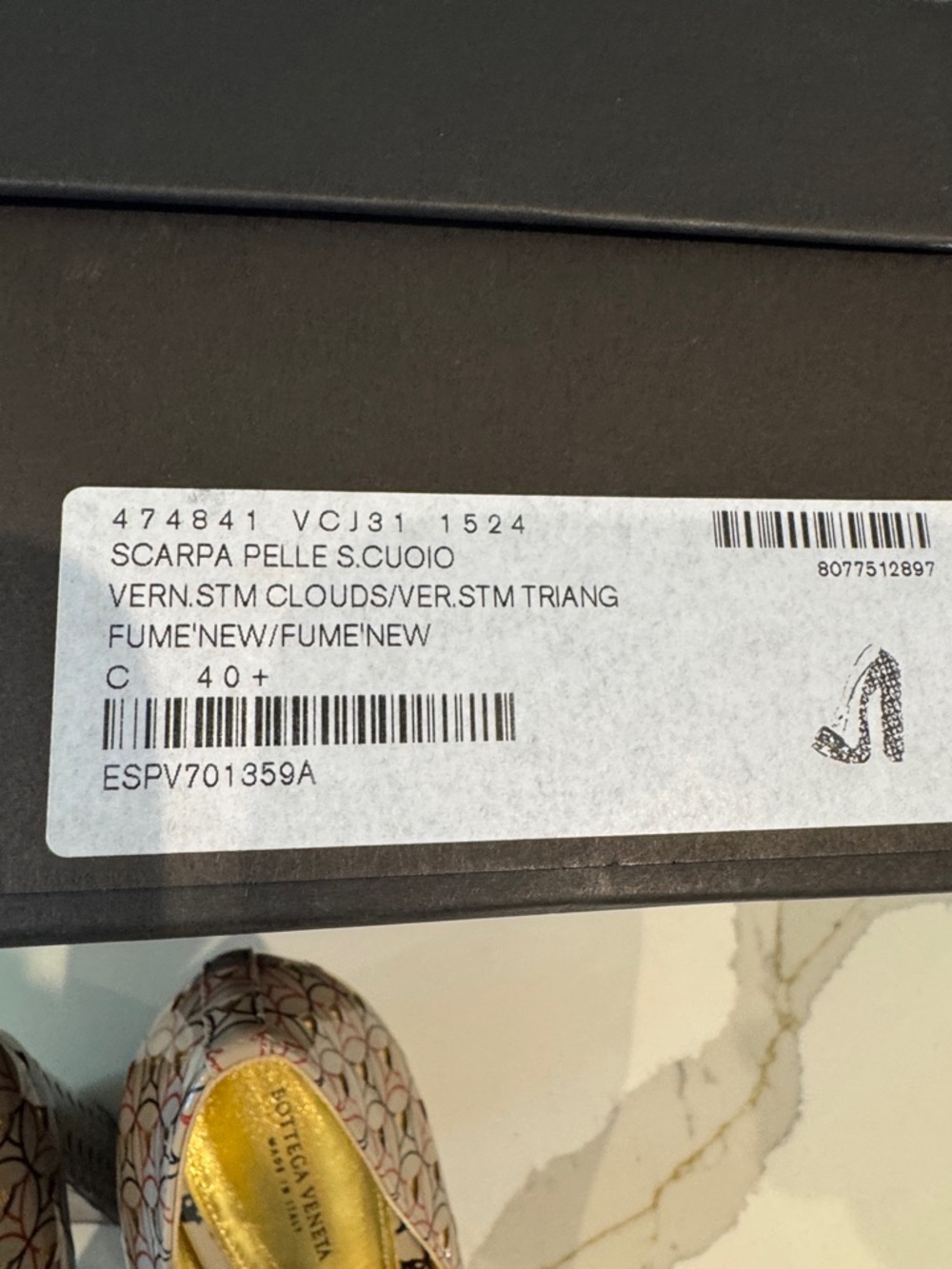 Bottega Veneta Multicolor Patterned Block Heel Pump with Gold Interior EUR 40.5 - Picture 7 of 10